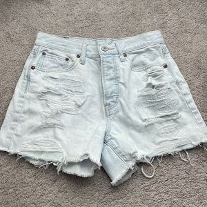 American Eagle High Waisted Ripped Jean Shorts
